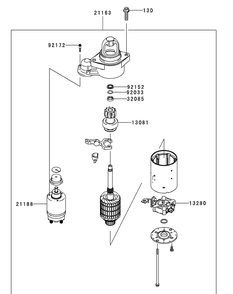 Kawasaki Fxt00v-Bs04 Starter Diagram and Parts List for S7237-KW 53CI8DU8050-37HP Cub Cadet Lawn Tractor